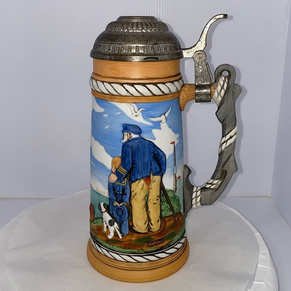 Norman Rockwell Looking Out To Sea First Edition Vintage 1981 Stein Beer Mug